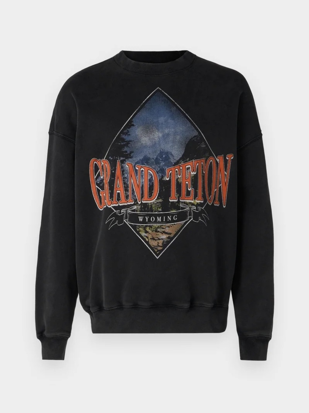 Abercrombie & Fitch Grand Teton Wyoming Black Graphic Crewneck Sweatshirt